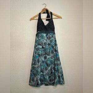Athleta Black and Teal Paisley Dress